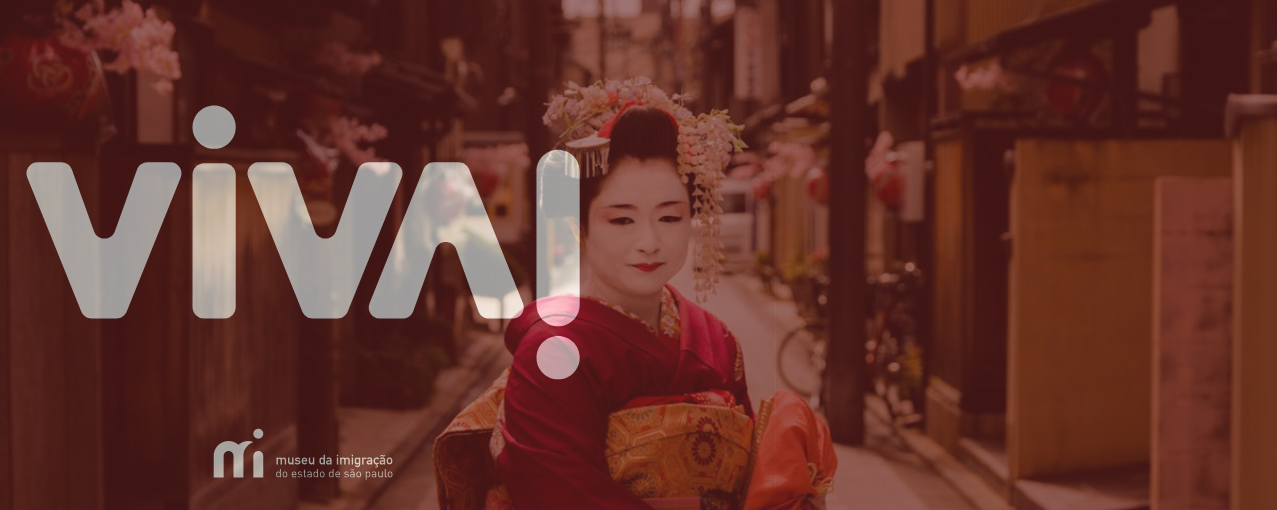 arte com uma gueixa escrito a palavra VIVA!